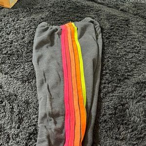 Navy 5 stripe aviator nation sweatpants